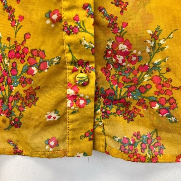 Charlotte Russe Womens Button Up Top Multicolor Floral Print Sleeveless M Sheer - Picture 7 of 11